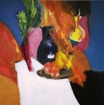 still life with Blue Vase and Fire 2